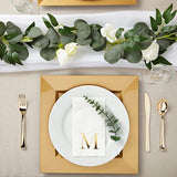 M Napkins Paper Guest Towels - 4 X 8 In, 3-Ply, White & Gold, 100 Count - Letter M Initial Napkins For Wedding Reception & Party Use