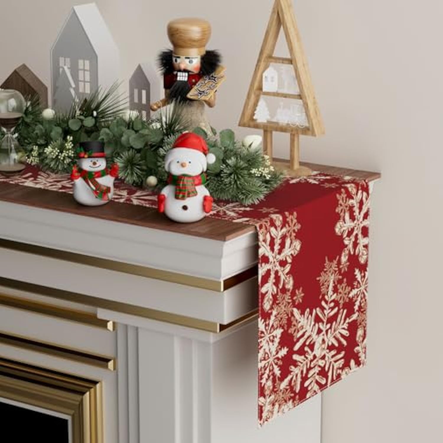 Red Snowflakes Winter Christmas Xmas Table Runner Table Decoration For Home Kitchen Dining Holiday Decor 13X72 Inch