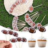 40Pcs Football Cupcake Topper, Rugby Ball Cake Toothpicks Football Cupcake Picks Sport Themed Party Decorations For Baby Shower Birthday Party Decor Supplies