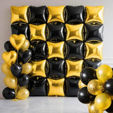 25pcs Black Gold Square Balloons Wall Backdrop for Party Decorations