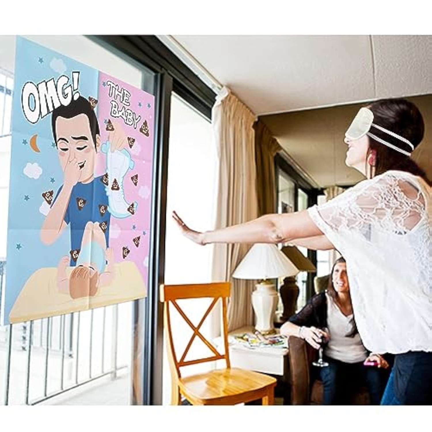 Pin The Sticker On The Diaper, Baby Shower Games, Funny Baby Shower Games Activities Diaper Theme Party Games Supplies Favors For Adults Girl Boy 44 Guests