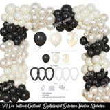 Black Bow Birthday Decorations – 110 Pcs Black Bow Themed Party Supplies With Backdrop, Tablecloth, Cake Topper, Banner, Cupcake Toppers, Ribbons, Balloon Garland