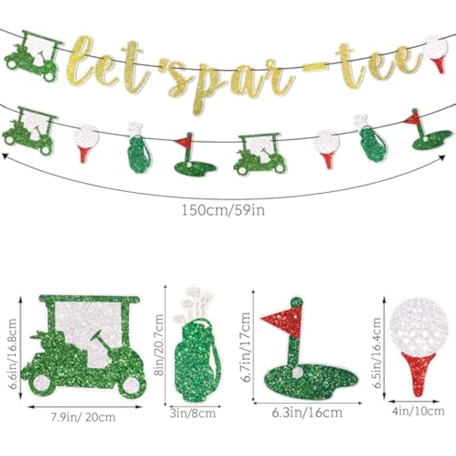 Let’s Par-Tee Banner Golf Themed Birthday & Retirement Party Glitter Garland