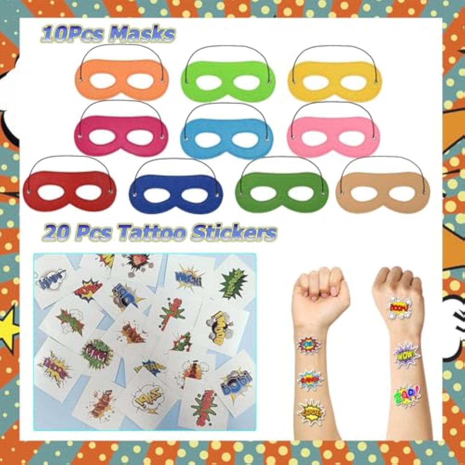 130Pcs Hero Party Favor-Cartoon Hero Themed Party Supplies Include Gift Box, Button Pins,Slap Bracelets, Keychain, Tattoos, Stickers Themed Carnival Prizes Gift Decorations