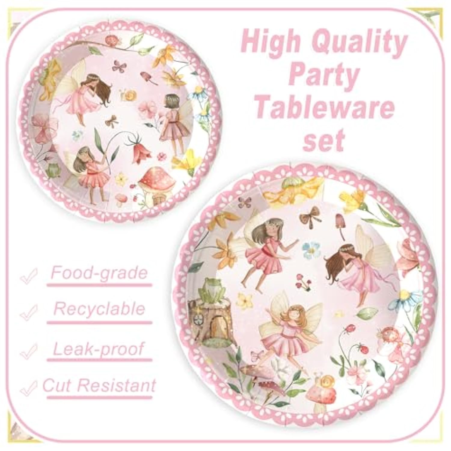 120Pcs Fairy Party Supplies For Girls 1St 2Rd First Birthday Fairies Enchanted Themed Baby Shower Party Decorations Garden Flower Tableware Set Paper Plates Napkins Forks For 20 Guests