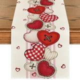 Heart-Shaped Buttons Valentine'S Table Runner, Seasonal Kitchen Dining Table Decoration For Indoor Home Party 13X72 Inch