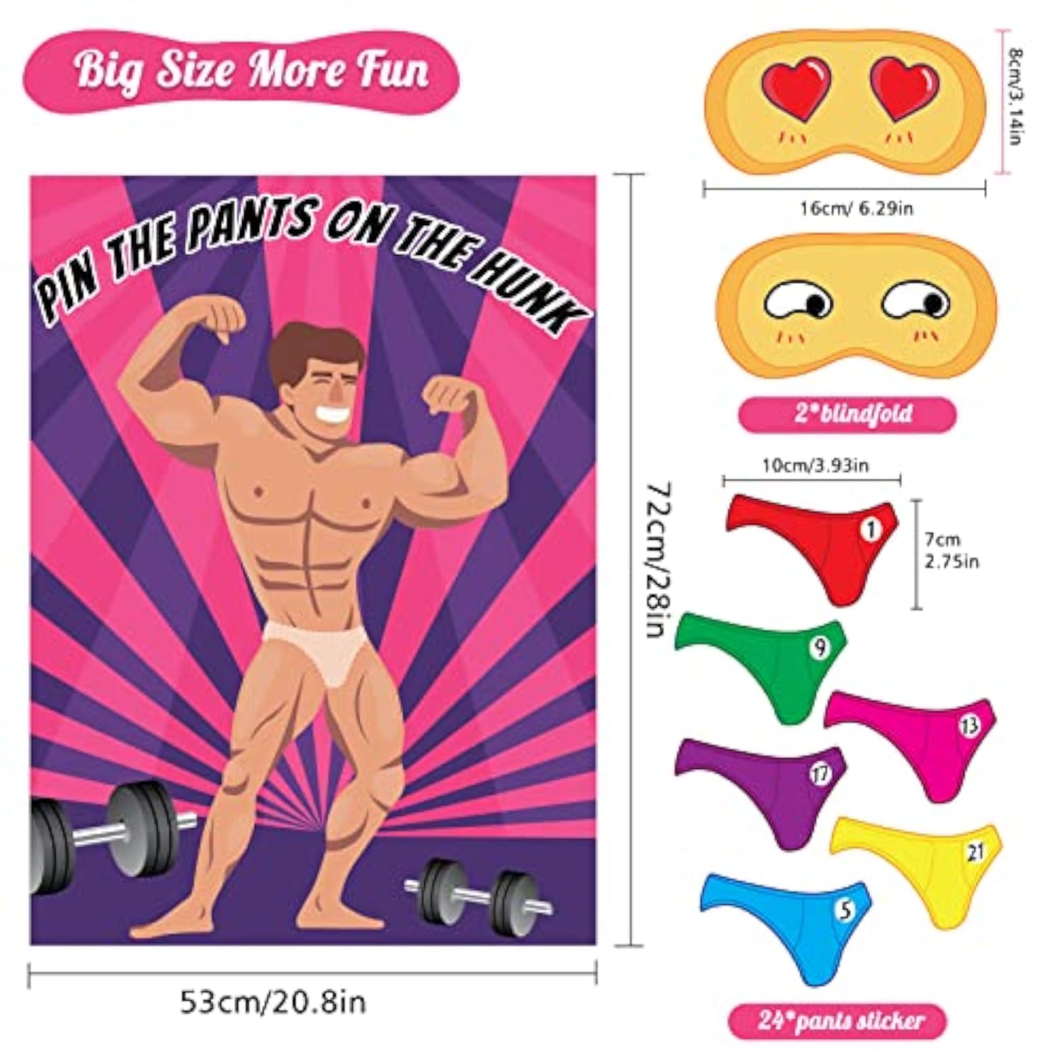 Pin The Pants Party Games Bridal Shower Games Large Poster 24 Player Stickers Party Games Girls Night Party Games