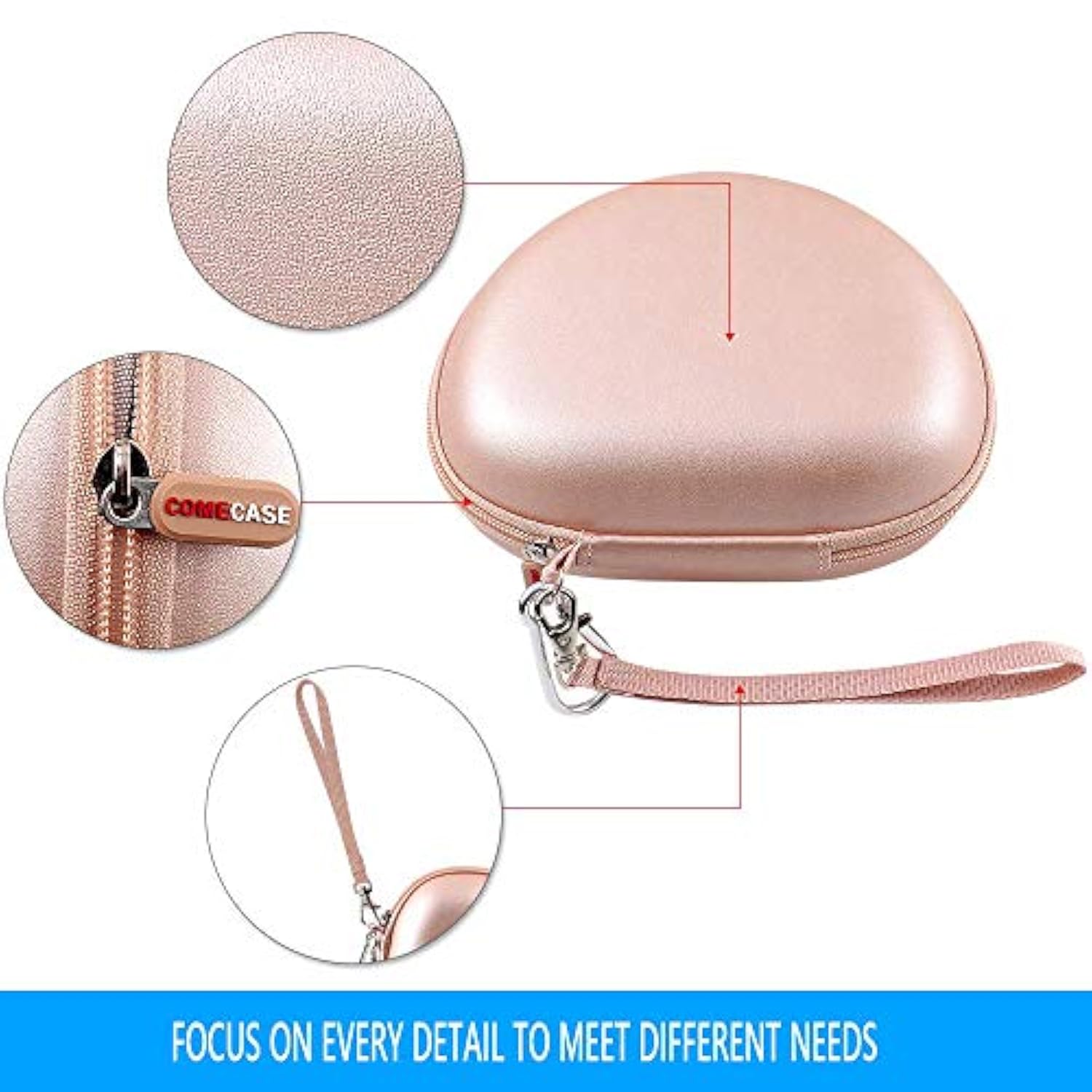 Headphone Case For Beats Solo 4/ For Tozo Ht2/ For Glynzak/For Beats Studio Pro/For Beats Solo3/ For Beats Studio3 On-Ear Headphones, Foldable Bluetooth Wireless Headset (Extra Large) - Rose Gold