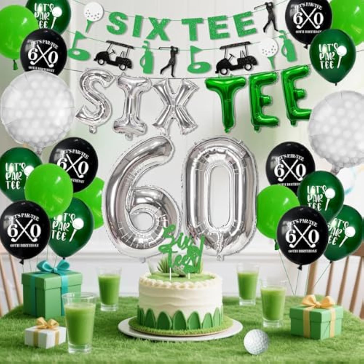 60Th Birthday Decorations, Golf Themed 60Th Birthday Party Decorations Gifts For Men Him With 60 Number Balloons Sixtee Banner Cake Topper