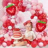 171pcs Strawberry Balloon Arch Kit - Red Pink Decor for Baby Shower & Birthday