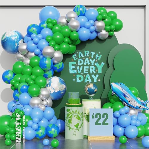 132Pcs Blue Green Balloon Arch Garland Kit for Earth Day Party Decorations