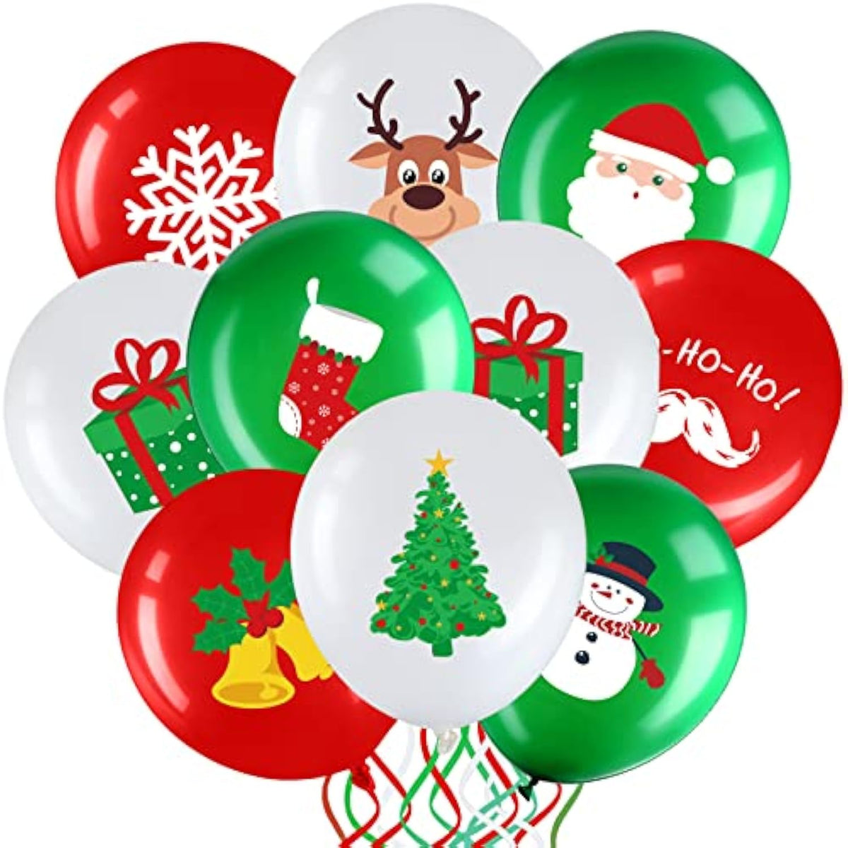 45 Pcs Christmas Balloons, 12 Inch Christmas Latex Bulk Red Green And White Xmas Tree Santa Party Balloons For Birthday Party Decorations Holiday Xmas Party Favors