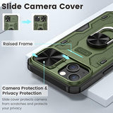 For Iphone 14 Case, Iphone 13 Case With Camera Cover & Kickstand With Built-In 360°Rotate Ring Stand Heavy Duty Protective Phone Cover Case For Iphone 14 & Iphone 13 - Green