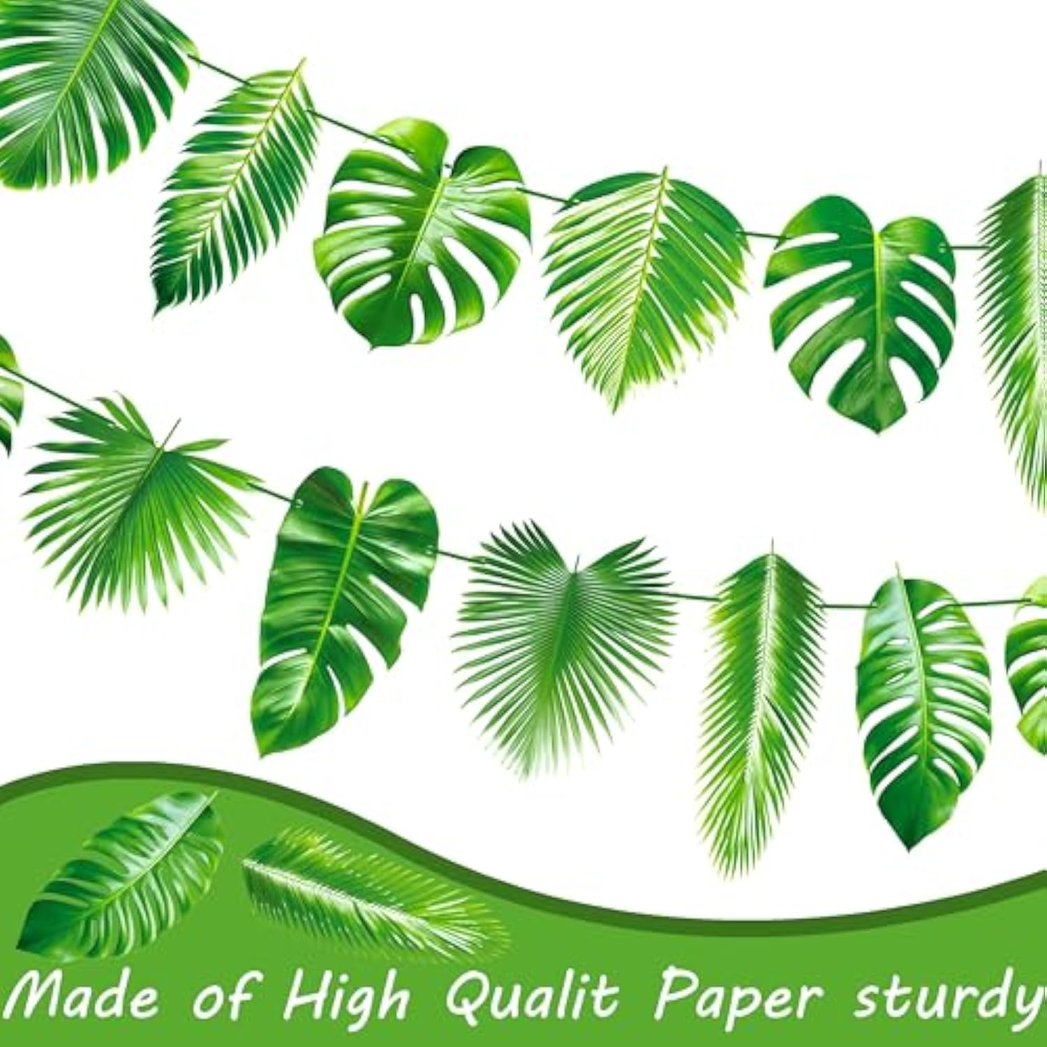 Tropical Party Banners Decorations Palm Leaf Garlands Green Hawaiian Luau Party Decorations Green Leaves Theme Banners For Summer Jungle Theme Party Baby Shower Supplies