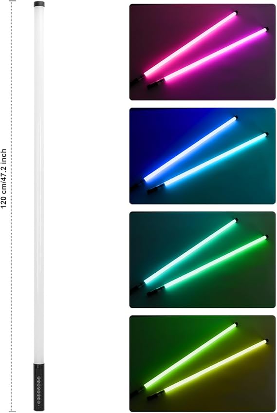 4 Pack 4FT RGB LED Tube Light Bars with Stands Case 5000mAh Battery Music Sync DJ Party Lights