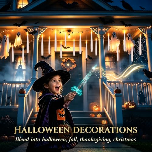 Upgraded 20Pcs Floating Candles with Wand for Halloween Decorations