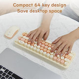 Compact Wireless Keyboard And Mouse Combo, Colorful Round Keycap, Soundless 68 Keys, Suitable For Girls And Kids, Compatible With Notebook, Pc (Milk Tea)