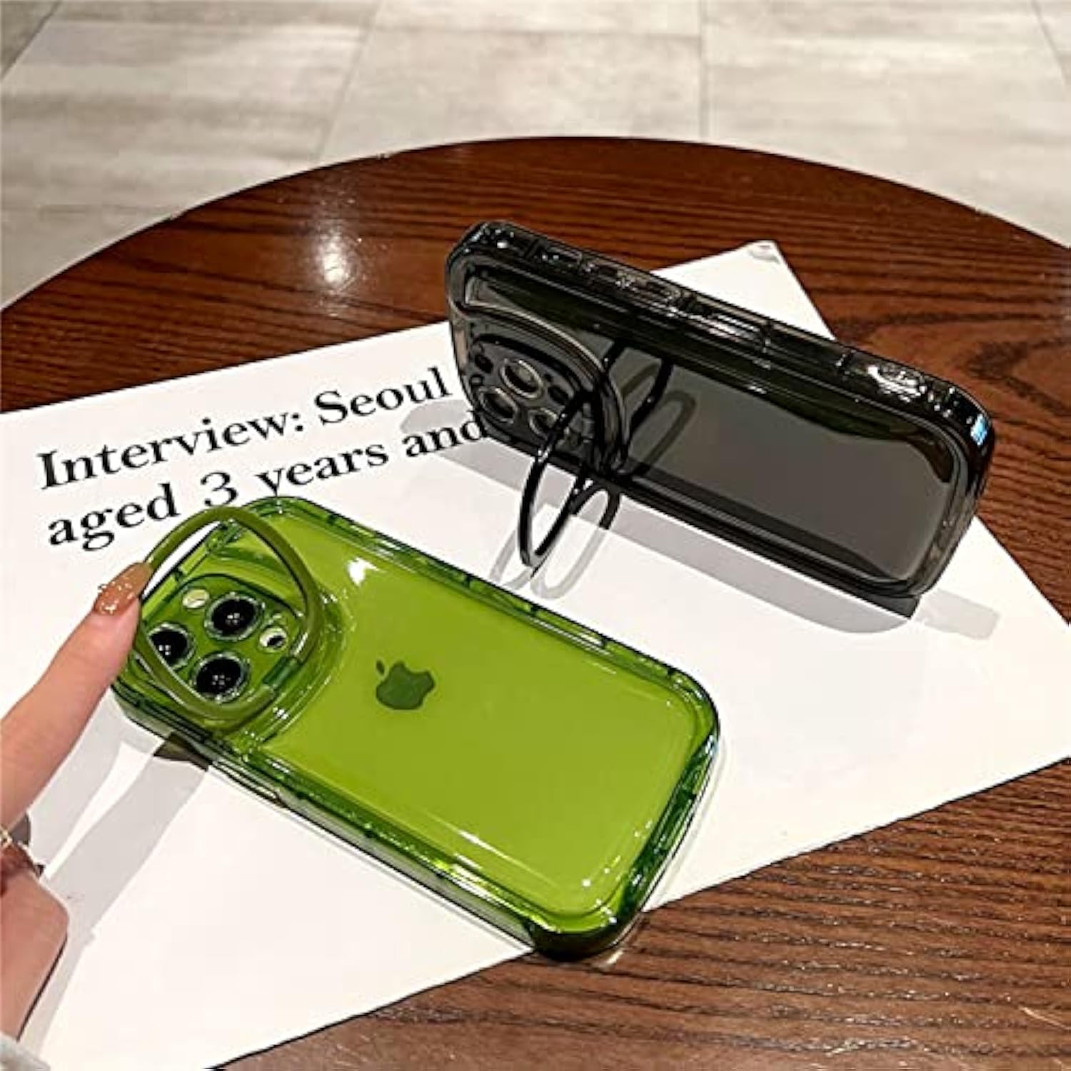 Compatible With Iphone 13 Pro Max Case With Clear Kickstand Creative Protective Design Case With Camera Holder For Tpu Slim Shockproof Cool Phone Case For Iphone 13 Pro Max-Green