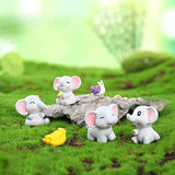 6Pack Mini Cute Elephant Figures Cake Toppers,Lovely Elephant Characters Toys Miniature Fairy Garden Decor For Kids Birthday Baby Shower Automobile Decoration