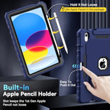 For Ipad A16 Case 11Th Generation 11 Inch 2025 / Ipad 10Th Generation Case 10.9 Inch 2022, Heavy Duty Grade Shockproof Cover With Pencil Holder For I Pad 11/10 Gen (Navy Blue)