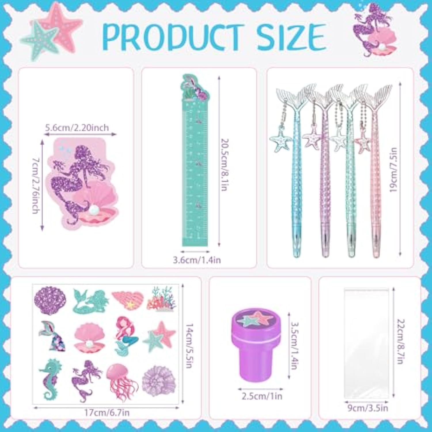 144 Pcs Mermaid Party Favors For Goodie Gift Bags Mermaid Theme Birthday Decorations Include Mini Notebooks Stickers Pens Stamps Goodie Bag Boys Girls Kids Ocean Party Classroom Prize Supplies