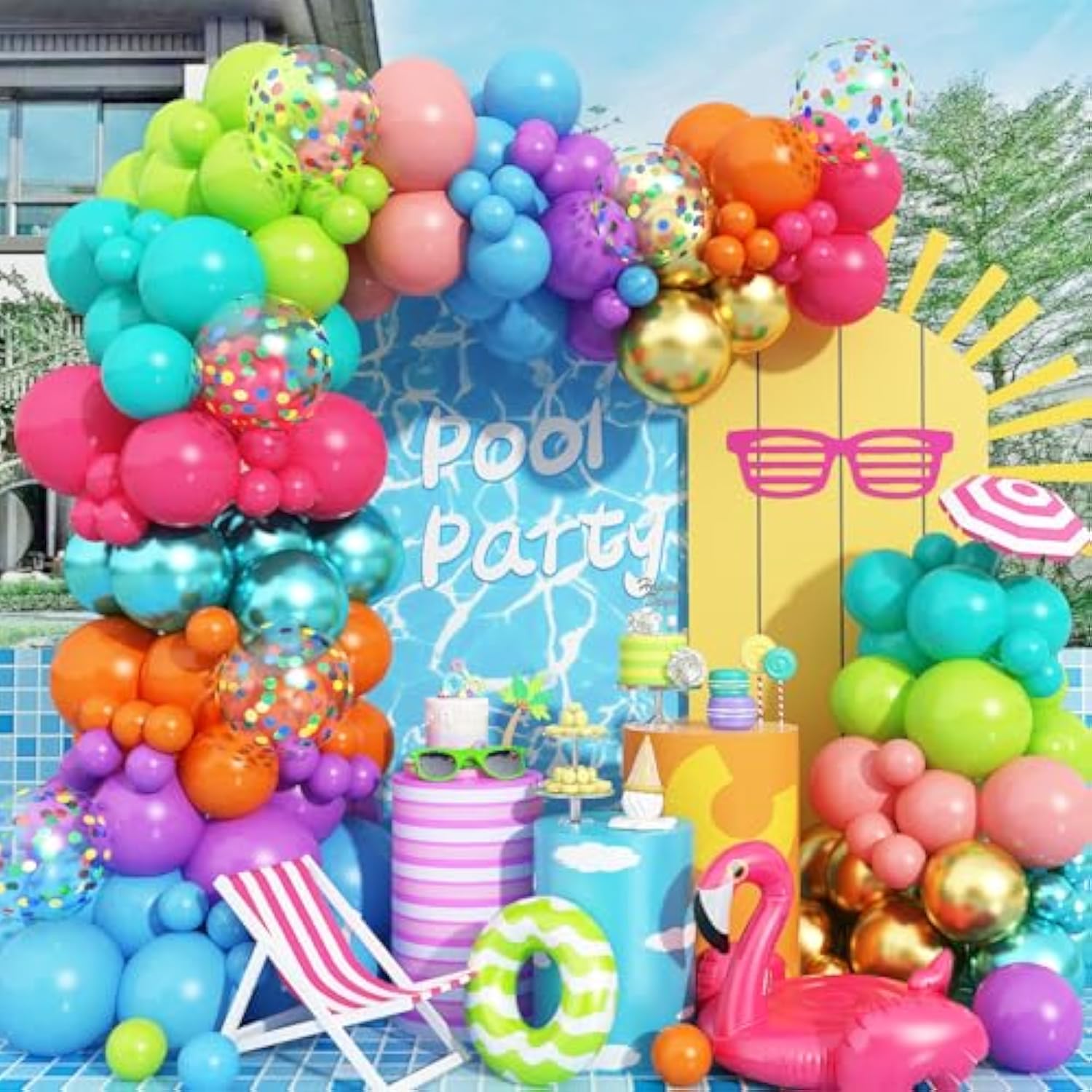 Multicolor Neon Balloon Arch Kit, Rainbow Balloons for Carnival & Birthday Party