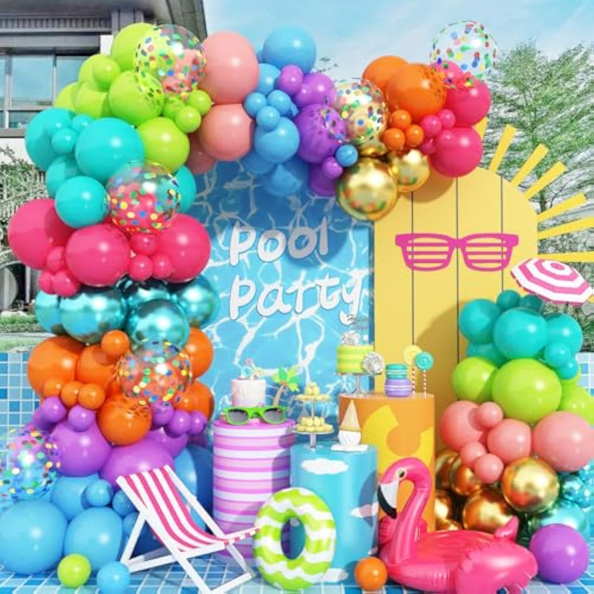 Multicolor Neon Balloon Arch Kit, Rainbow Balloons for Carnival & Birthday Party