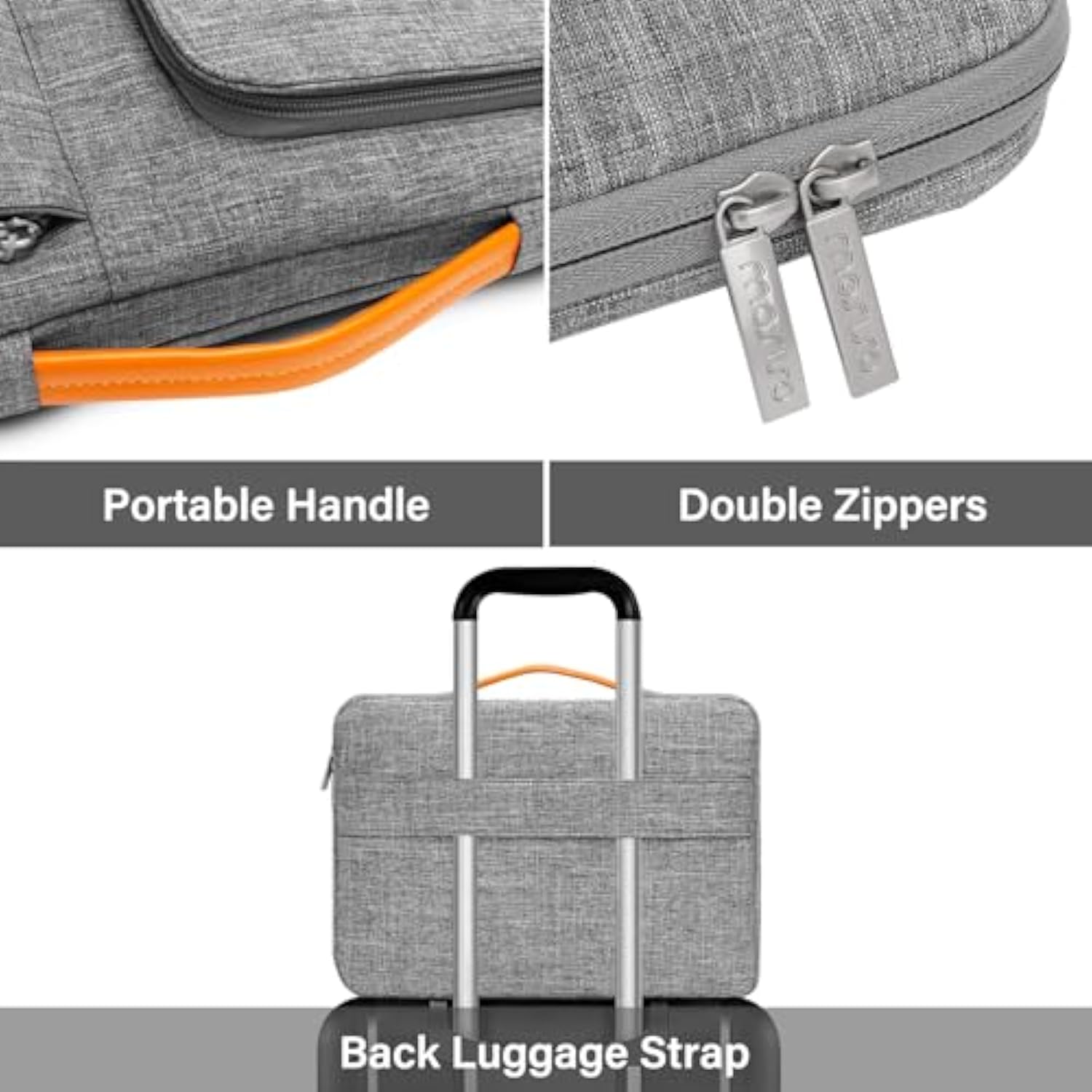 MOSISO 360 Protective Laptop Sleeve Compatible with MacBook Air/Pro, 13-13.3 inch Notebook, Compatible with MacBook Pro 14 inch M4 M3 M2 M1, Side Open Bag with 2 Accessory Pockets&Handle&Belt, Gray