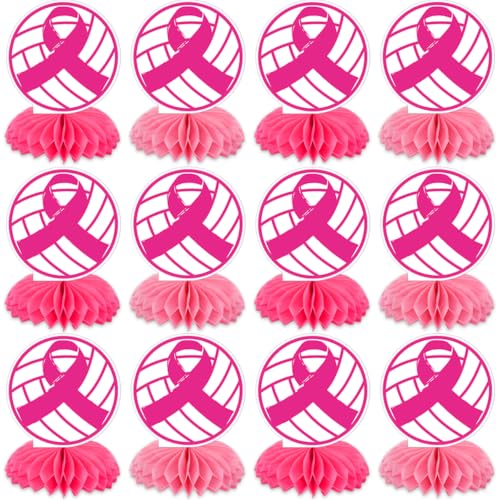 12 Pcs Pink Bow Volleyball Centerpieces Breast Cancer Awareness Decorations