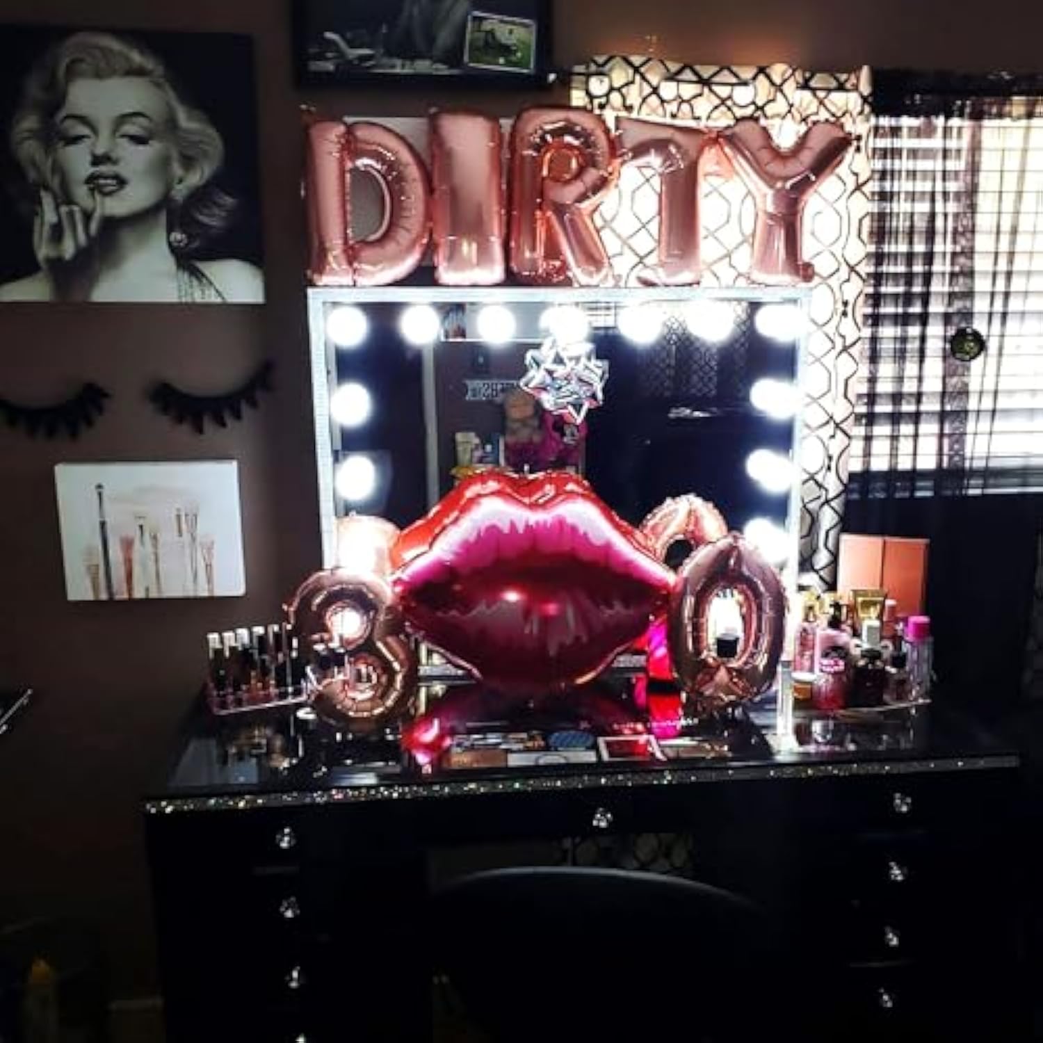 Dirty 30 Balloons Set with Letter Banner & Red Lips Balloons 30th Birthday Decorations