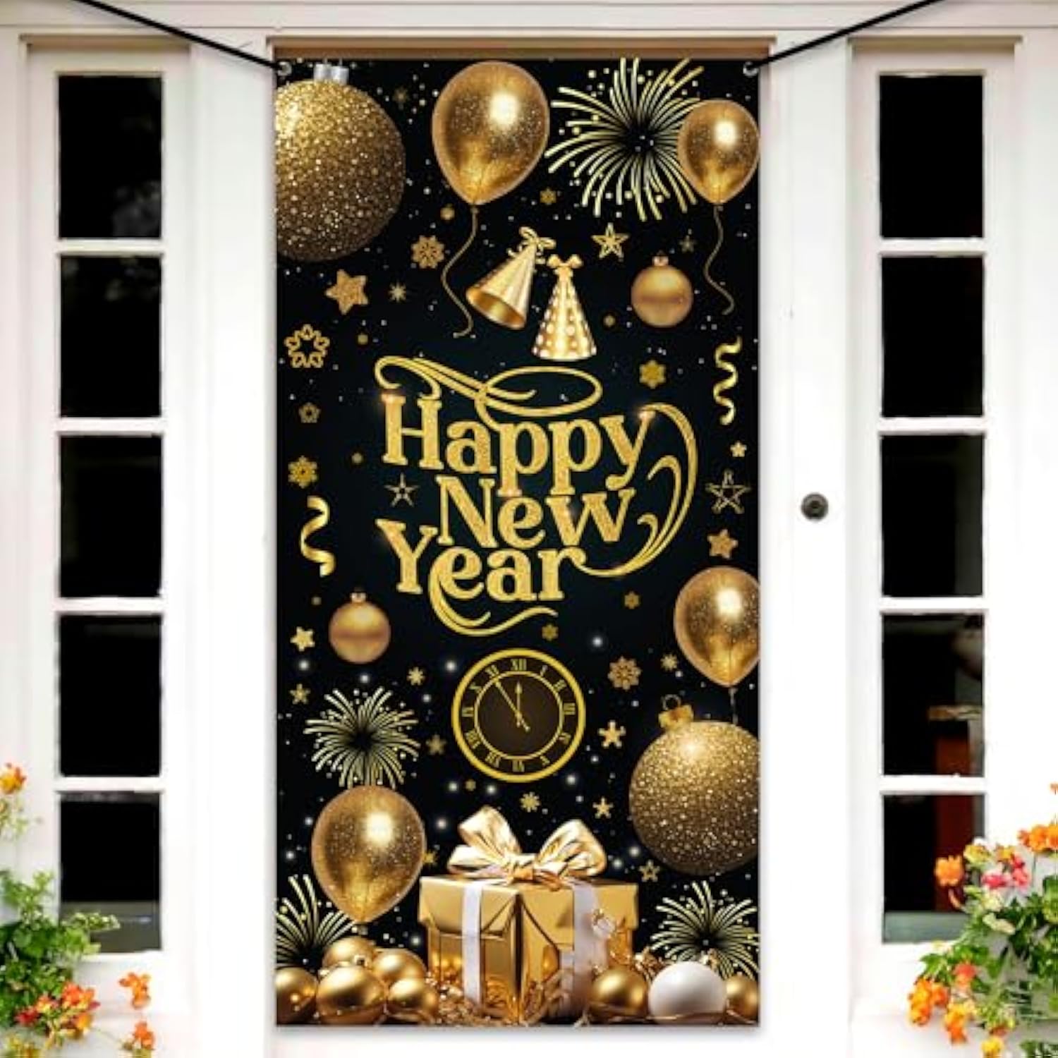 XL Happy New Year 2026 Door Banner 72x35 Inch Party Decorations