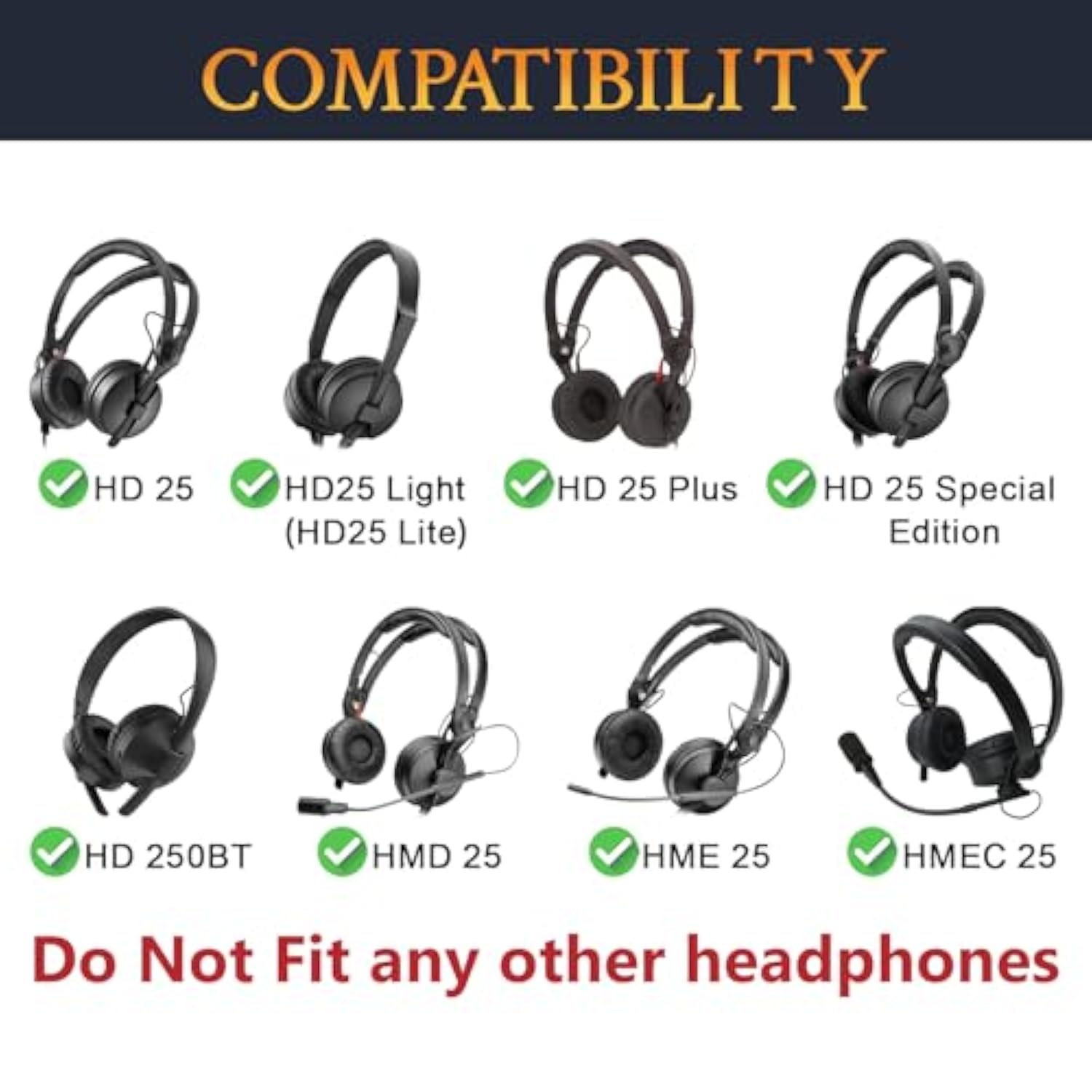 Earpads Replacement For Sennheiser Hd25/Hd25 Light(Lite)/Hd25 Plus/Hd25 Special Edition/Hmd25/Hme25/Hmec25/Hd250Bt Headphones, Ear Pads Cushions With High-Density Foam - Black