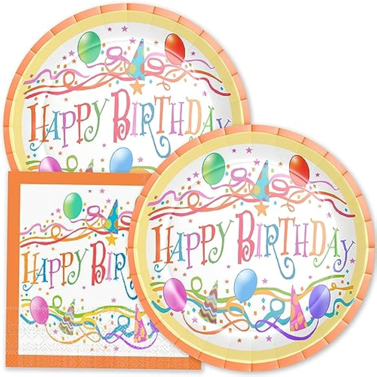 40PCS Happy Birthday Paper Plates & Napkins Set - 20 Plates & 20 Napkins