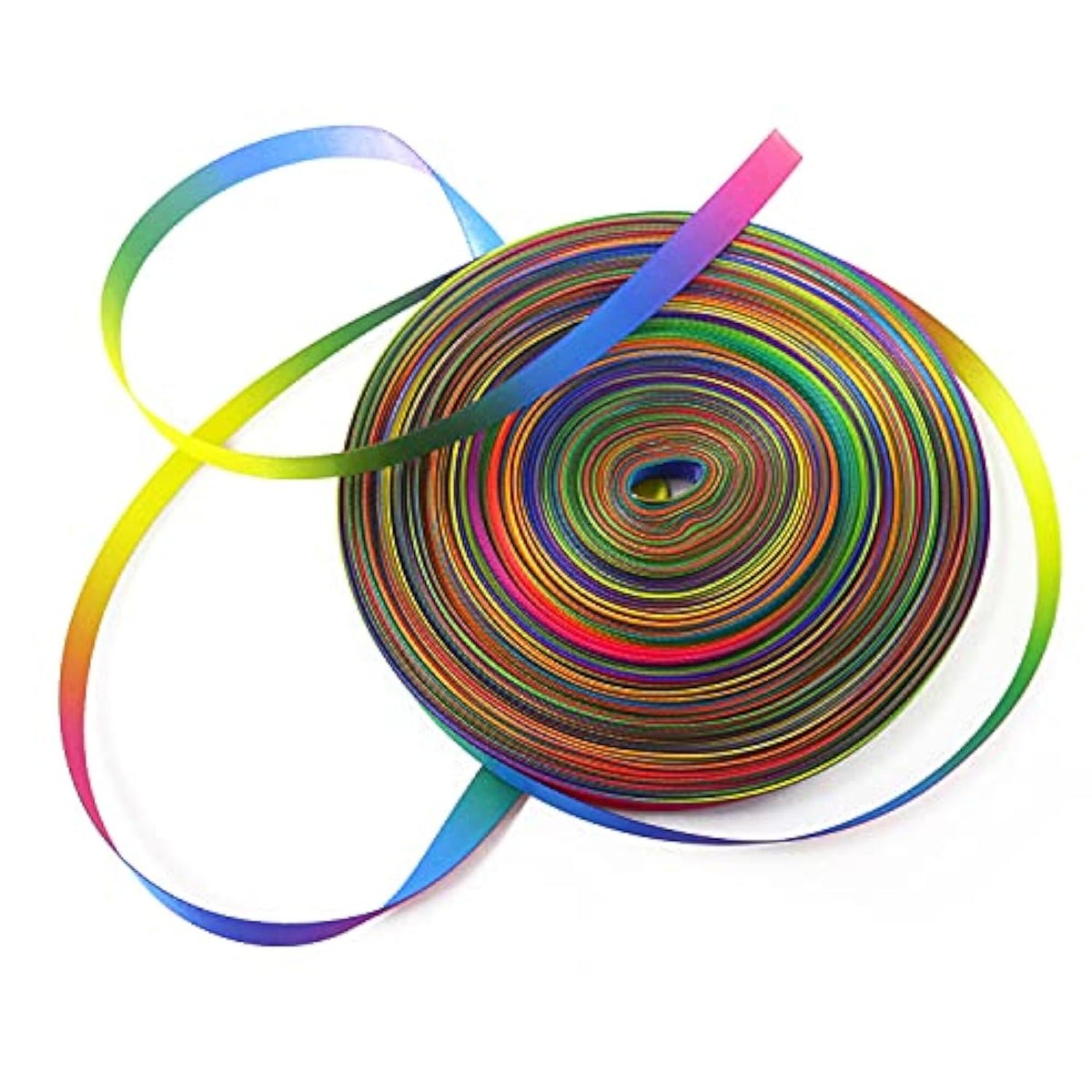 50 Yards Double Side Colorful Satin Ribbon Gradient Rainbow Printed Po