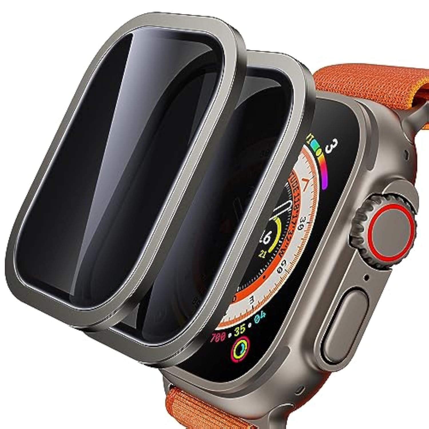 For Apple Watch Ultra 3 / Ultra 2 Screen Protector 49Mm, [26 Degree Privacy] Titanium Alloy Frame + 9H Tempered Glass, [Touch Sensitive] Lightweight Protective Glass Film For Iwatch Ultra 2 Pack