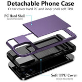 For Iphone 13 Pro Case Wallet Credit Card Holder Id Slot Sliding Door Hidden Pocket Men Women Anti-Scratch Dual Layer Hybrid Bumper Armor Protective Shell Back Cover 6.1 Inch Greypurple