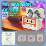 Cute Airpods 4 Case - 3D Cartoon Cassette Tape Design, Silicone Protection Cover With Keychain/Lanyard/Cleaner Kit