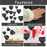 10Pcs Black Heart Foil Balloons - 18" Metallic for Halloween, Valentine’s, Wedding & Birthday