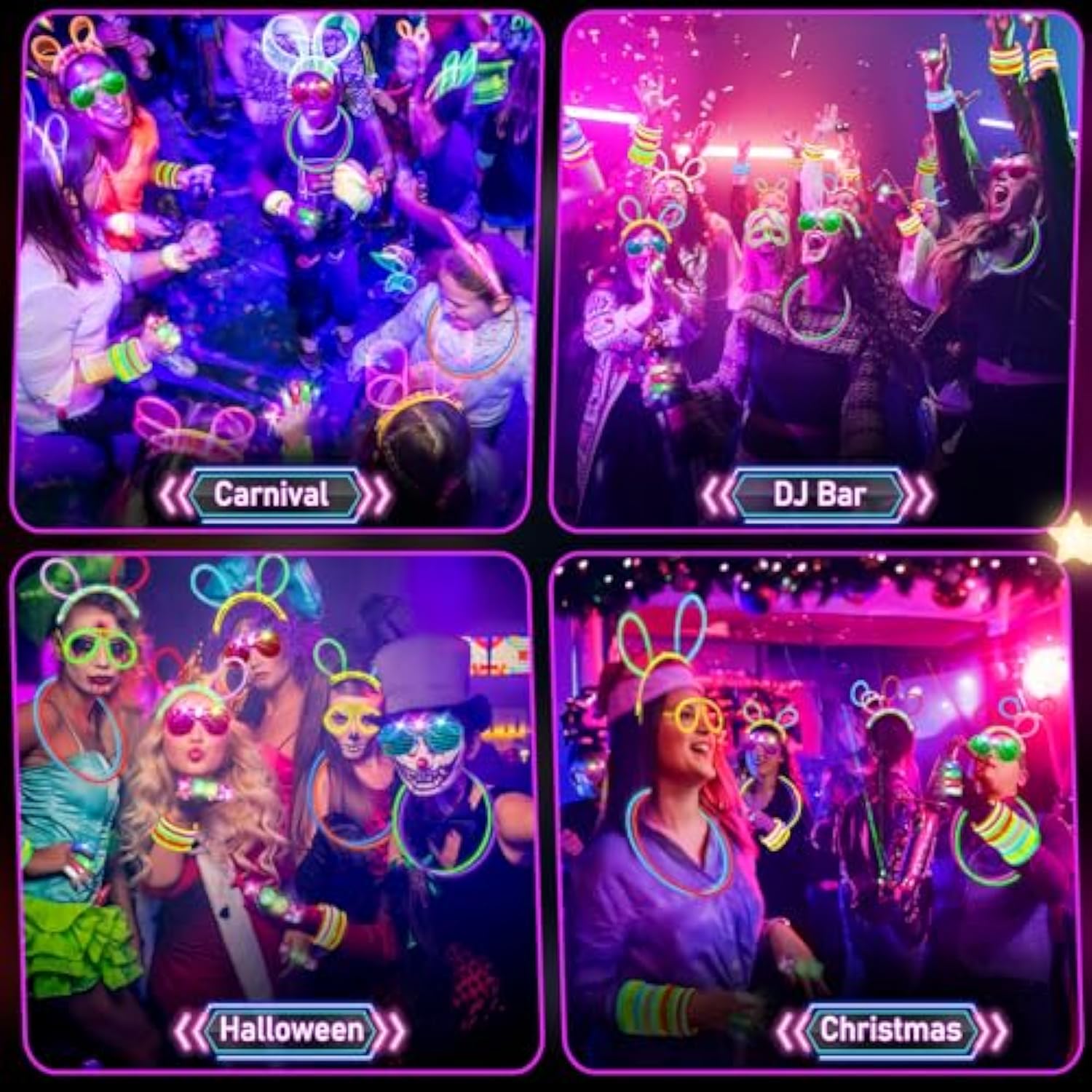 Glow In The Dark Supplies For Kids Adults, Light Up Party Favors, 56 Led Light Up Toys, 100 Glow Sticks Bulk Party Pack Diy Glasses Headbands Necklaces For Neon Party Supplies & Decorations