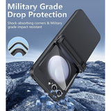 For Samsung Galaxy Z-Flip-5 Case: Rugged Shockproof Samsung Flip 5 Case With Kickstand & Hinge Protection, Slim Full Body Drop Protective Hard Phone Cover For Samsung Z Flip 5 5G(2023) Black