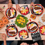 Movie Night Birthday Party Decorations,116Pcs Movie Night Party Decorations And Tableware - Movie Night Plates Tablecloth Napkins&Movie Night Party Balloons Banner Backdrop Etc Movie Night Decorations