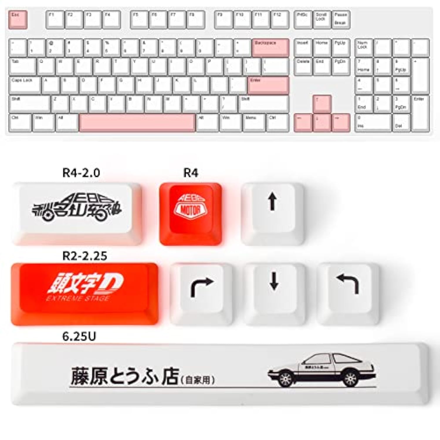 Yimagujrx Initial D Keycaps,Custom Enter Key Cap,Pbt 5-Side Dye-Subbed, Custom
