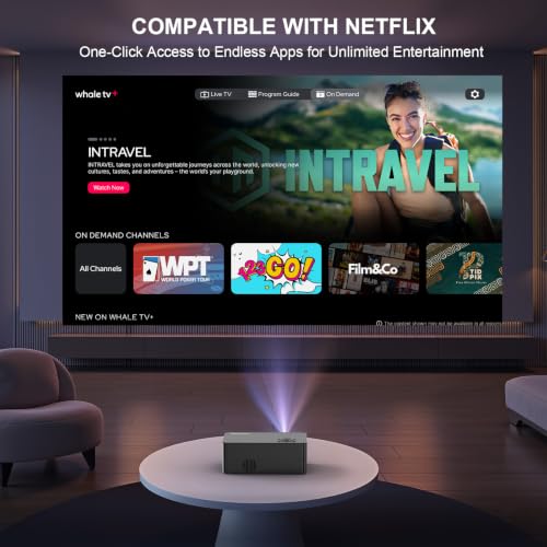 Compatible With Netflix & Built-In Appssmart Projector With Wifi And Bluetooth, Ai Auto Focus & Keystone Portable Movie Projector, Native 1080P 4K Support Home Theater Outdoor Proyector