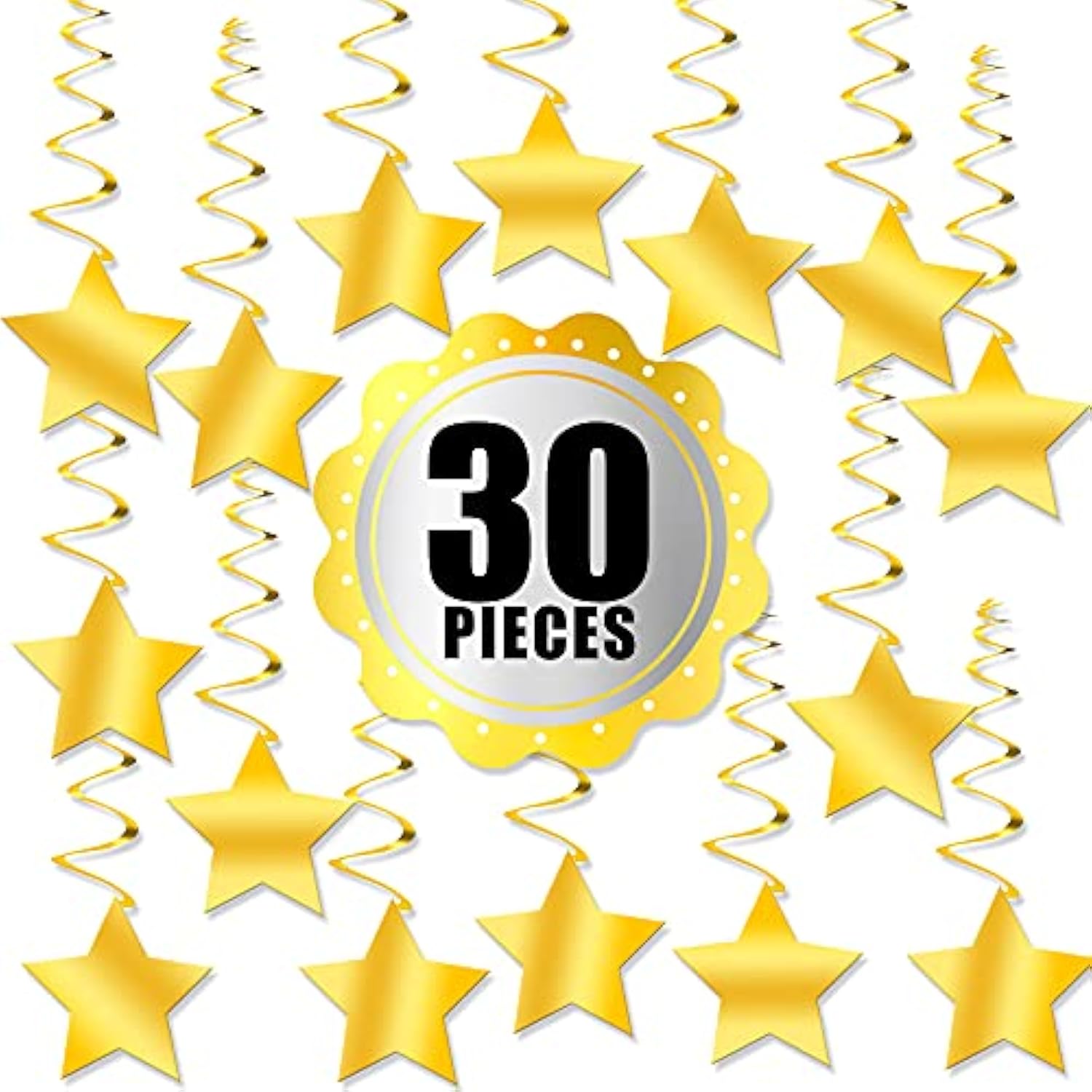 30-Pack Gold Star Hanging Swirls Party Decorations New Years Eve 2026