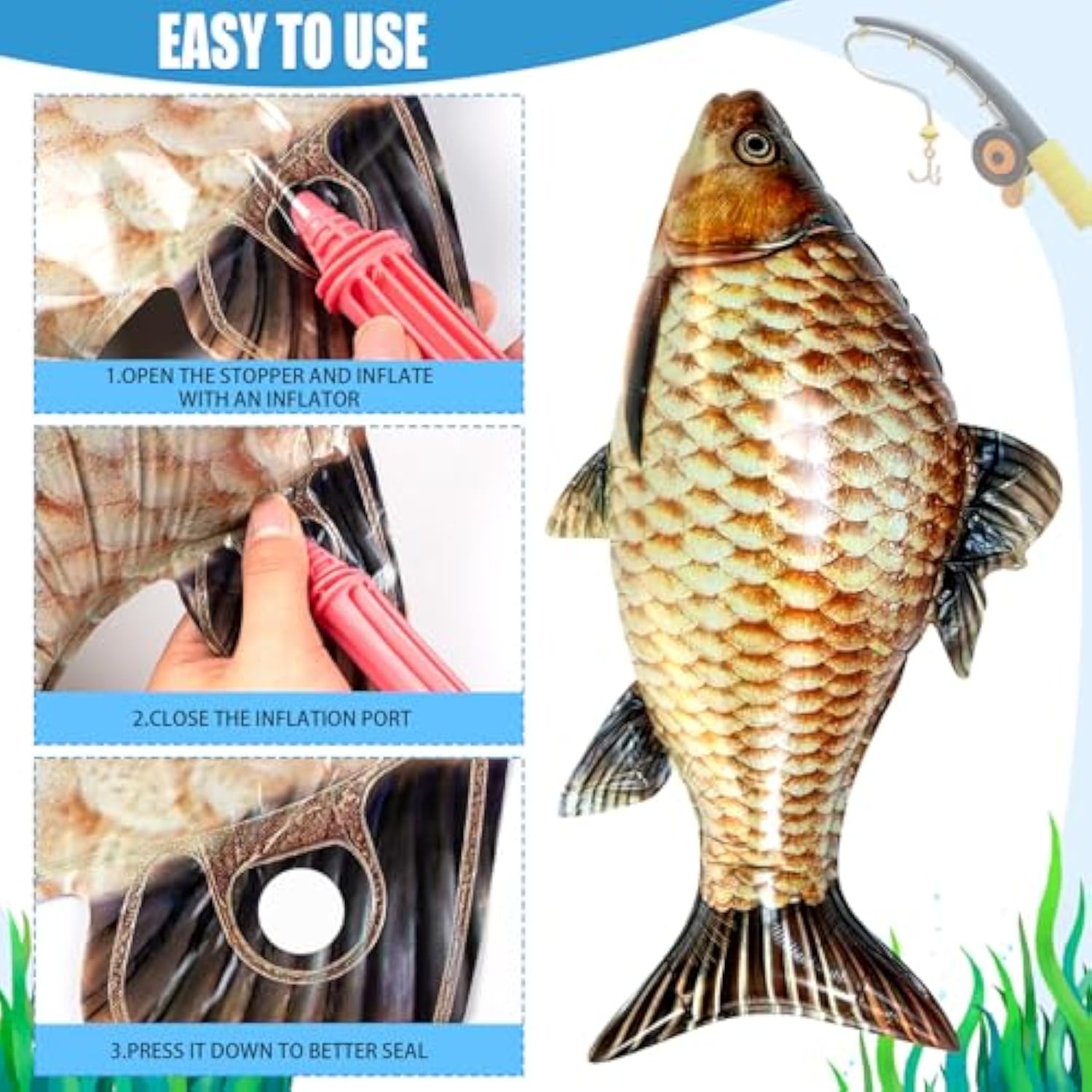 6Pcs Fish Balloons 33Inch Realistic Balloons Fishing Birthday Party Decorations, Cute Inflatable Fish Balloon For Fishing Theme Party Decorations Supplies