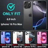 For Iphone 16 Pro Max Case, Military Grade 3 In 1 Heavy Duty Shockproof/Drop Proof/Dust Proof Case With 2Pcs Tempered Glass Screen Protector (Black/Grey)