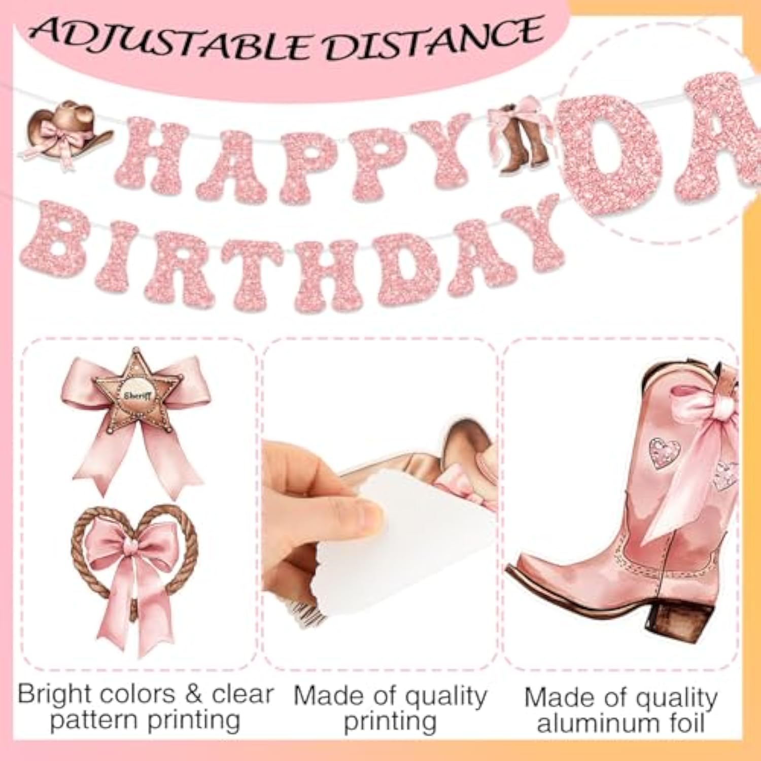 Cowgirl Coquette Pink Birthday Decor with Bows, Swirls & Balloons
