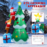 7.05Ft Inflatable Christmas Tree With Dog And Santa Claus,Christmas Blow Up Yard Decorations With Led Lights,Giant Xmas