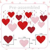 Glitter Happy Valentines Day Banner Party Decorations,With Shiny Heart Banner & Red Pink Heart Swirls Balloons Set,For Home Indoor Valentines Day Party Decor Supplies