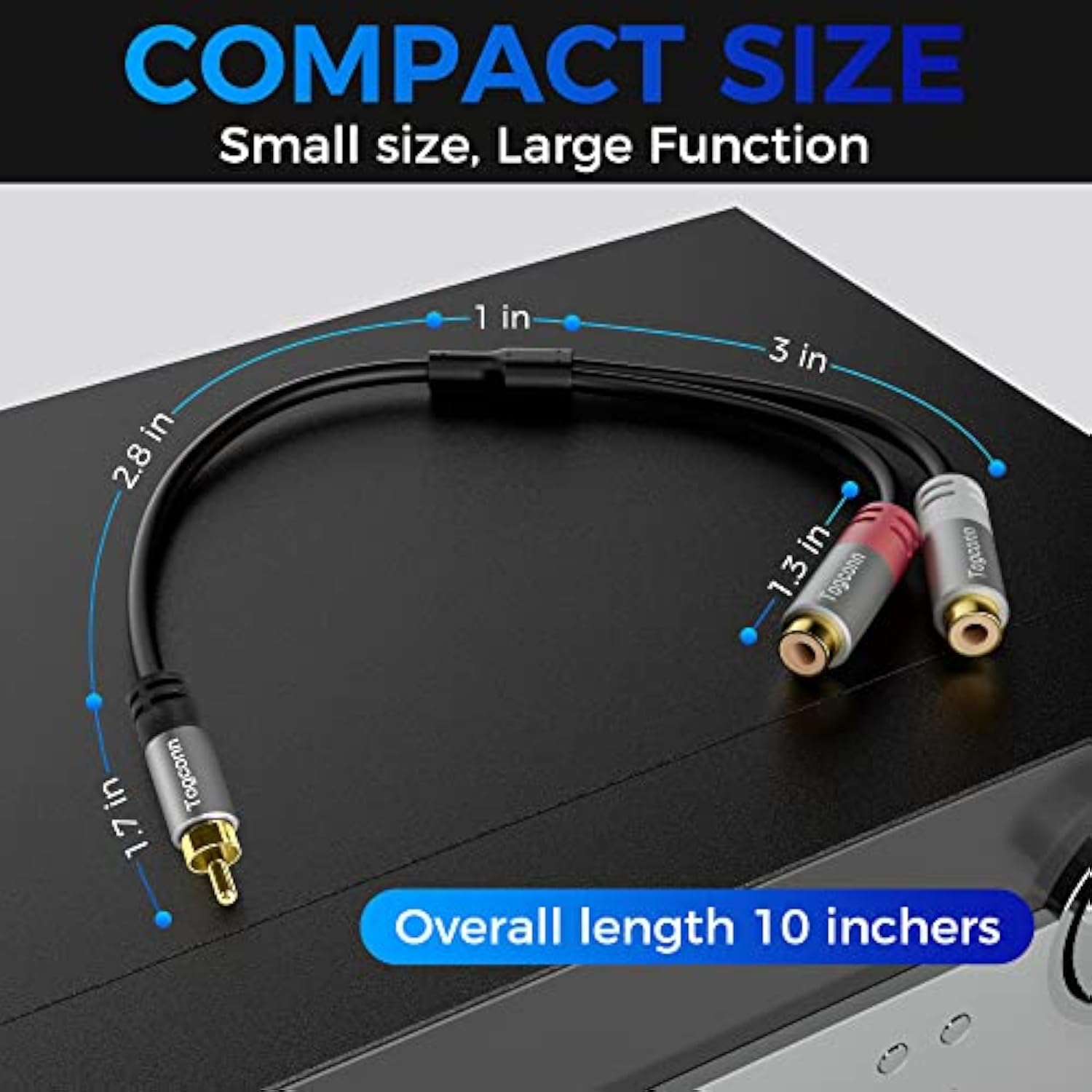 Rca Splitter Y-Rca Cable, 1 Rca Male To 2 Rca Female Audio Speaker Y Adapter,